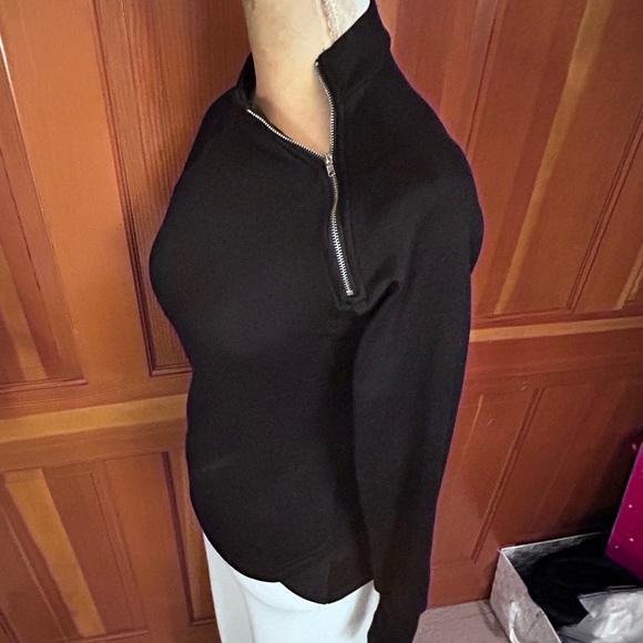 ZigZag Zipper Mock Neck Tee. - Picture 3 of 12